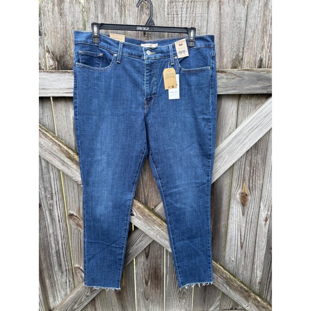 Levis 311 Shaping Skinny Jeans Blue Medium Wash Raw Hem W34 L30 18 Short NEW